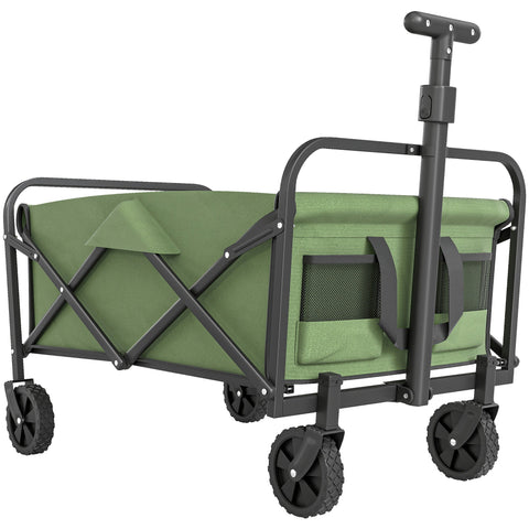 Green outsunny 62l festival trolley wagon with black metal frame made of splash-resistant oxford fabric for camping