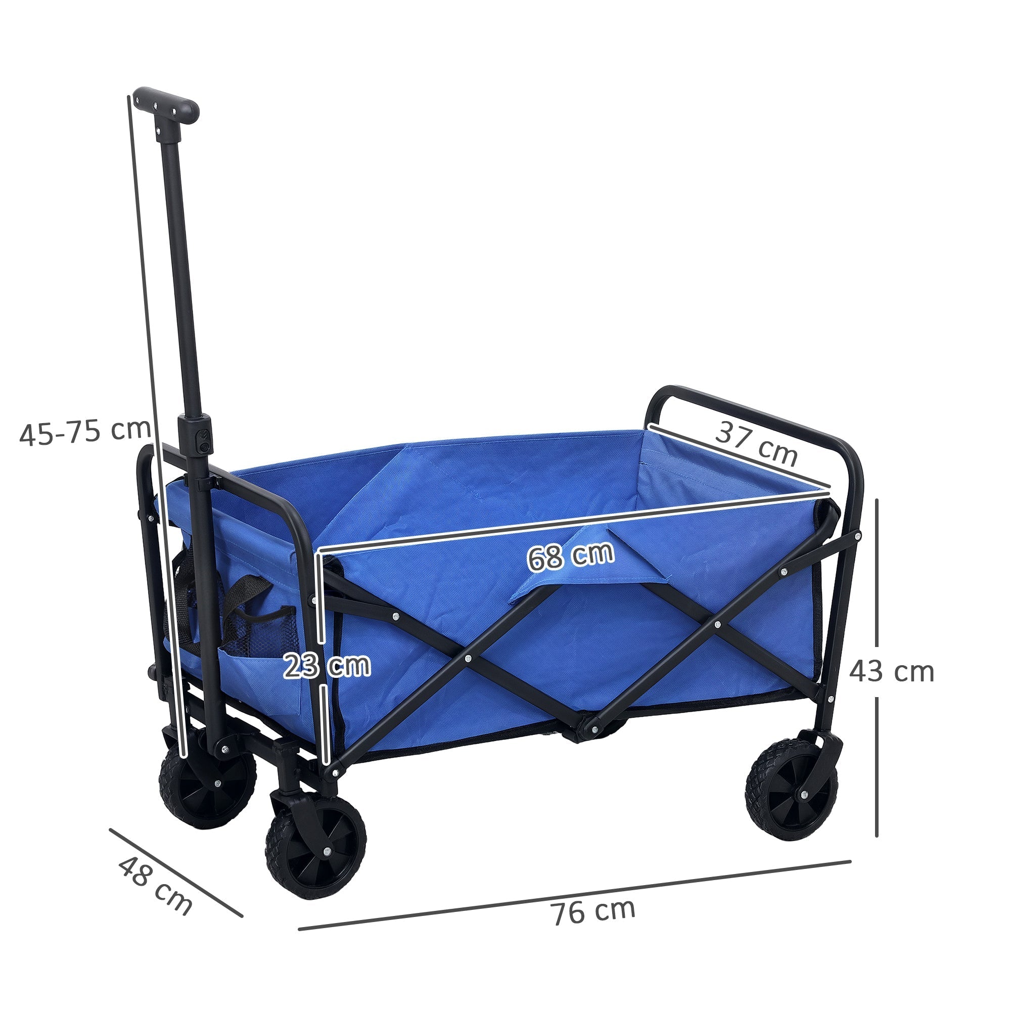 Blue oxford fabric cargo bag festival trolley with black metal frame and wheels splash-resistant and foldable