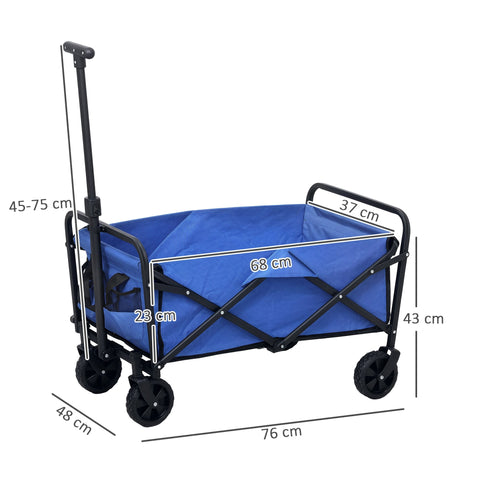 Blue oxford fabric cargo bag festival trolley with black metal frame and wheels splash-resistant and foldable