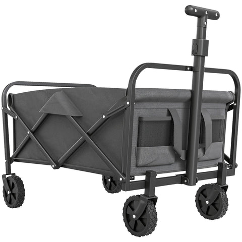 Black outsunny foldable cart with splash-resistant oxford fabric bed and sturdy metal frame for camping and festivals