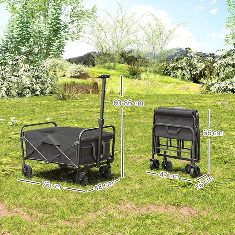 Black Outsunny festival trolley cart with metal frame and splash-resistant oxford fabric cargo bag for camping and beach