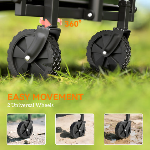 Outsunny 62l festival trolley with black 360-degree universal wheels and silver axles for heavy duty cargo bag use with oxford fabric