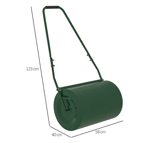 Outsunny 63 L Heavy Duty Water Or Sand Filled \'ce\'a630cm Garden Steel Lawn Roller Drum - Dark Green