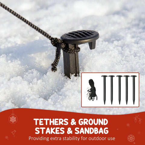 Black metal ground stake with chain tether for outdoor stability securing outsunny inflatable snowman with led lights