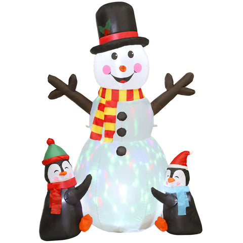 Inflatable snowman and penguins with led lights and ground stakes perfect for indoor outdoor christmas decor