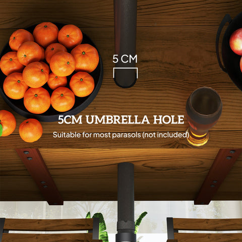 Black metal umbrella stand with 5cm umbrella hole for fir wood furniture set outdoors patio use