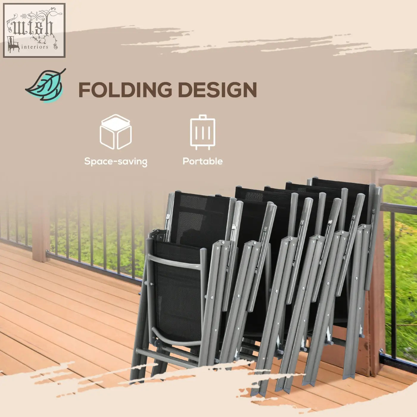 Black mesh folding patio chair with silver aluminium frame from outsunny garden dining set with tempered glass table