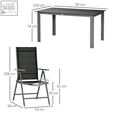 Black mesh patio chair with gray metal frame and armrests from outsunny garden dining set with tempered glass table