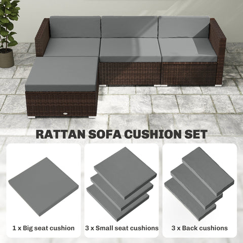 Gray fabric outdoor loveseat cushion with removable covers for rattan furniture 60x60 cm dark grey