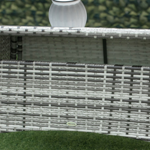 Gray and white woven wicker outdoor bench from outsunny 7-piece rattan garden furniture dining set with cushions