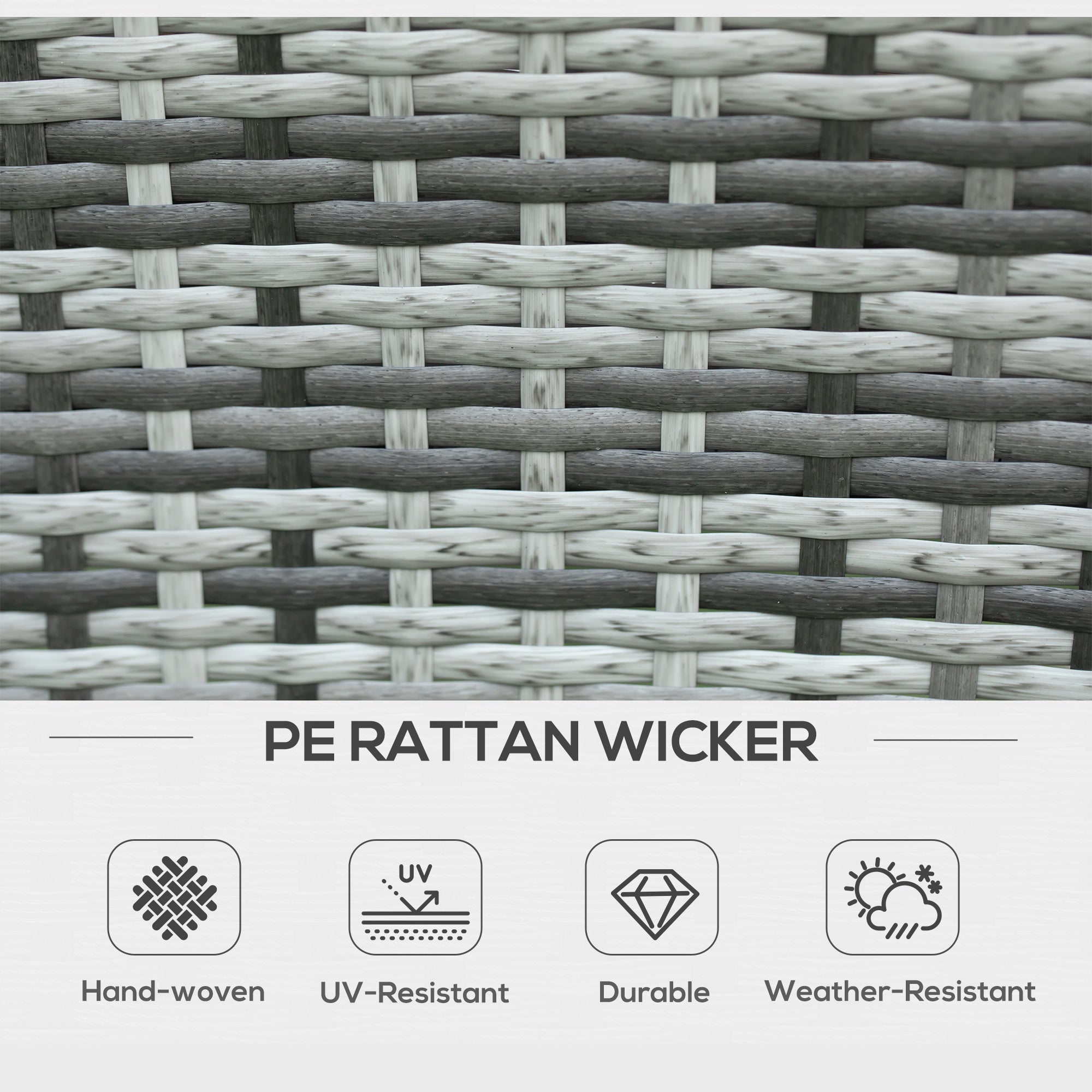 Outsunny 7-piece grey and white pe rattan garden furniture dining set with hand-woven textured pattern and cushions