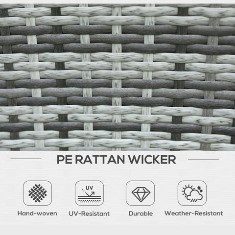 Outsunny 7-piece grey and white pe rattan garden furniture dining set with hand-woven textured pattern and cushions
