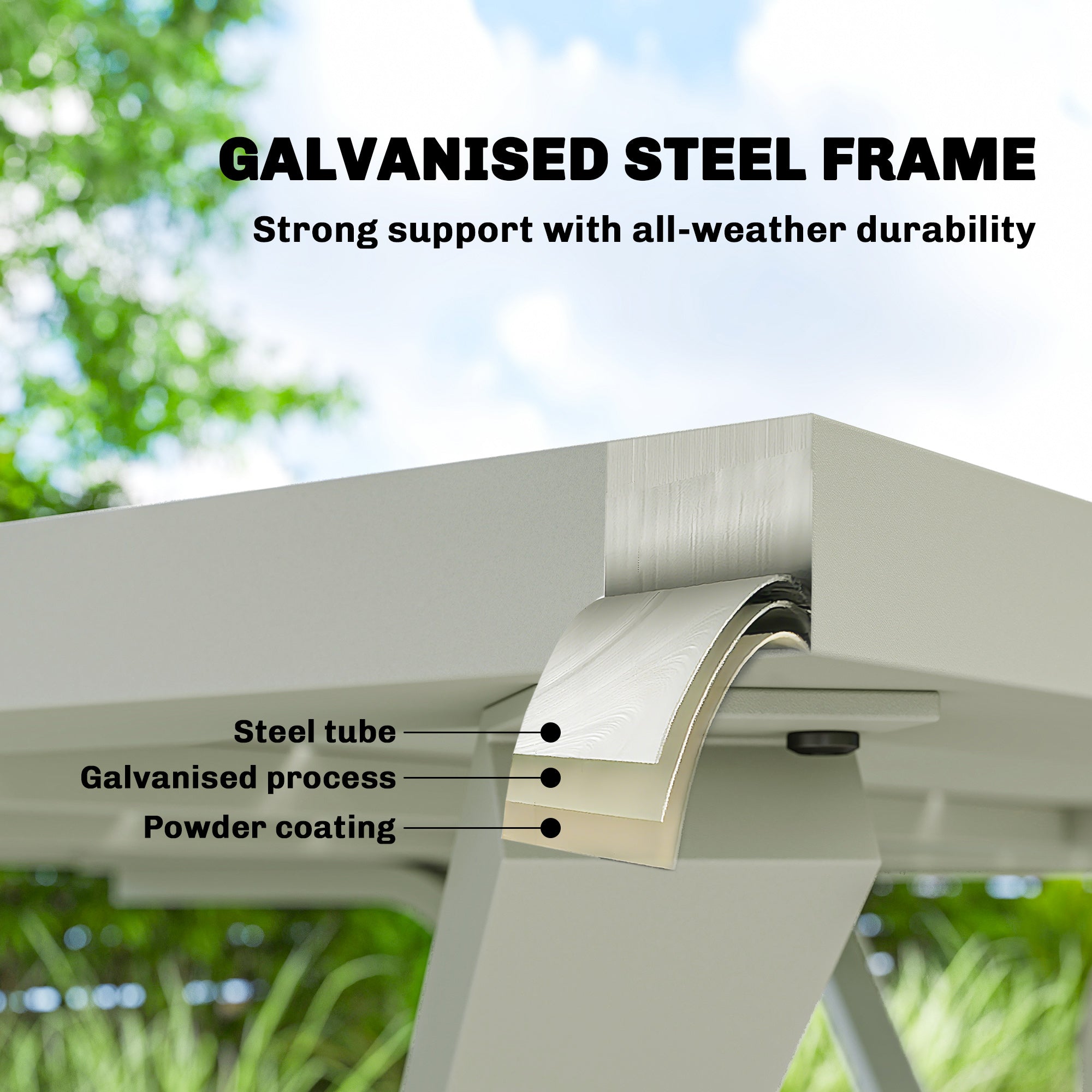 Outsunny 7 pieces garden dining set with galvanized steel frame and powder-coated light grey finish for outdoor use