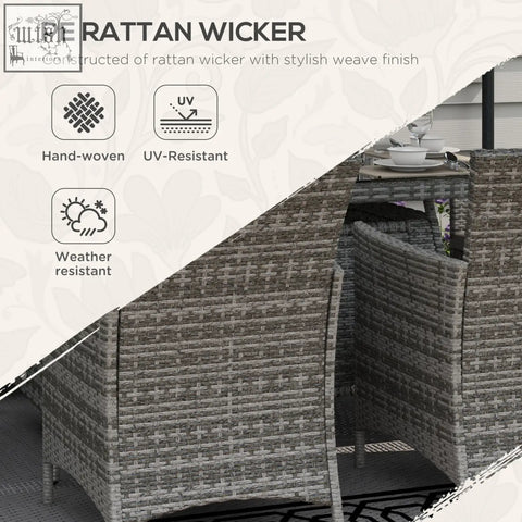 Gray pe rattan wicker garden furniture set with fire pit table and six armchairs featuring stylish woven texture