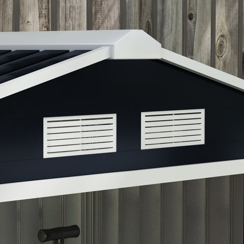 Navy blue and white outsunny 7x4ft metal garden shed with lockable double doors galvanized steel and foundation kit