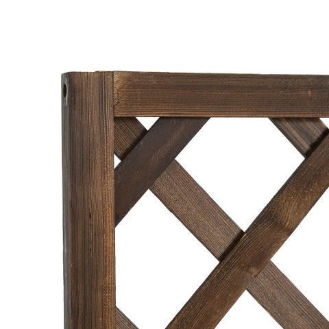 Outsunny dark brown fir wood flower box with carbonised finish net board and rustic weathered lattice panel