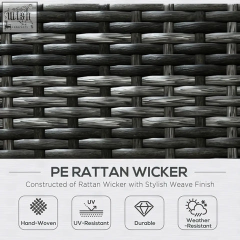 Black pe rattan wicker with hand-woven stylish weave on outsunny 8 pieces patio rattan sofa set steel frame 73d x 65hcm
