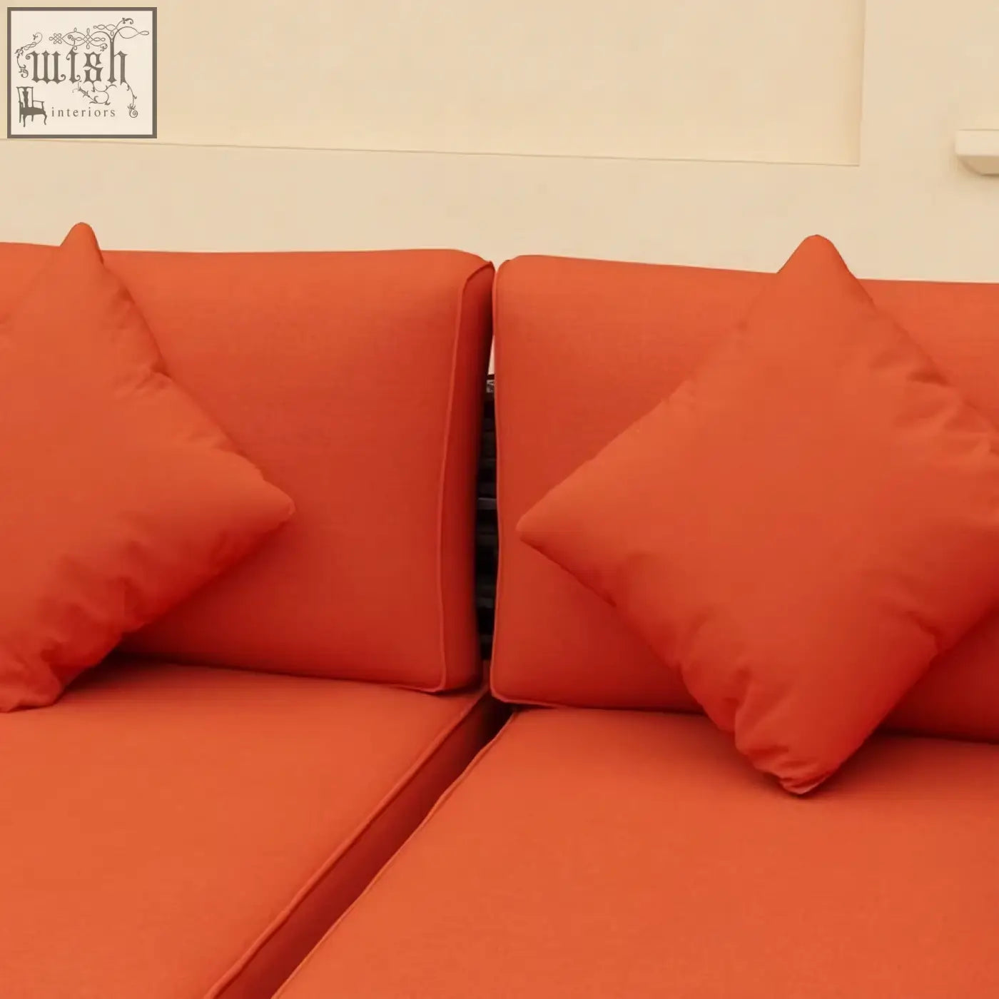 Vibrant orange cushioned sofa with matching pillows from outsunny 8 pieces patio rattan furniture set with steel frame 73d x 65hcm