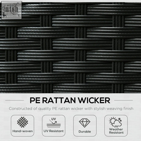 Black pe rattan wicker with stylish woven texture on outsunny corner sofa set featuring steel frame and corner seats