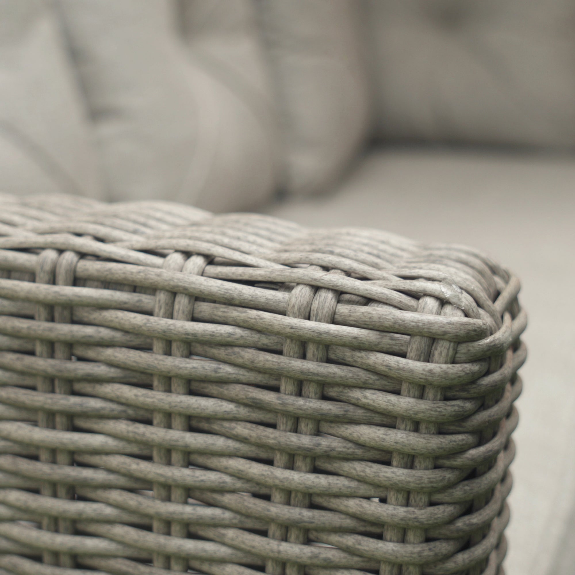 Gray woven wicker armrest of outsunny 8-seater outdoor rattan sofa set with textured pattern and furniture cover 78d x 85h