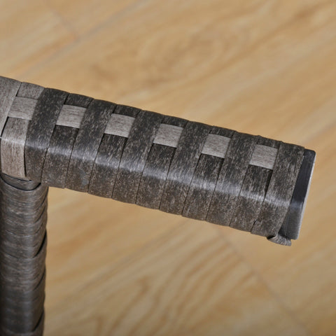 Dark gray woven rattan handle with textured pattern on outsunny 8-seater corner sofa 62d x 82h size