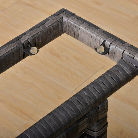 Dark gray woven rattan table frame with reinforced joints and plastic feet for outsunny 8-seater corner sofa 62d x 82h