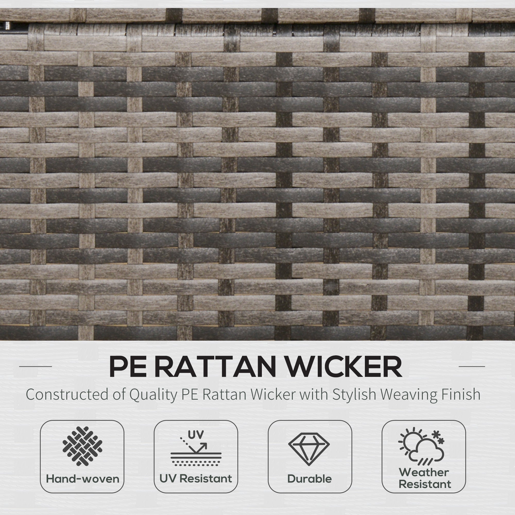 Gray and black pe rattan wicker corner sofa with stylish hand-woven pattern 62d x 82h for outdoor use
