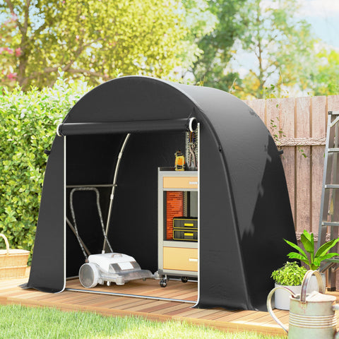 Black outsunny garden storage tent with galvanised metal frame durable fabric and roll-up zipper door