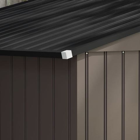 White plastic corner bracket for outsunny 9 x 6ft brown metal garden shed with lockable double doors foundation kit