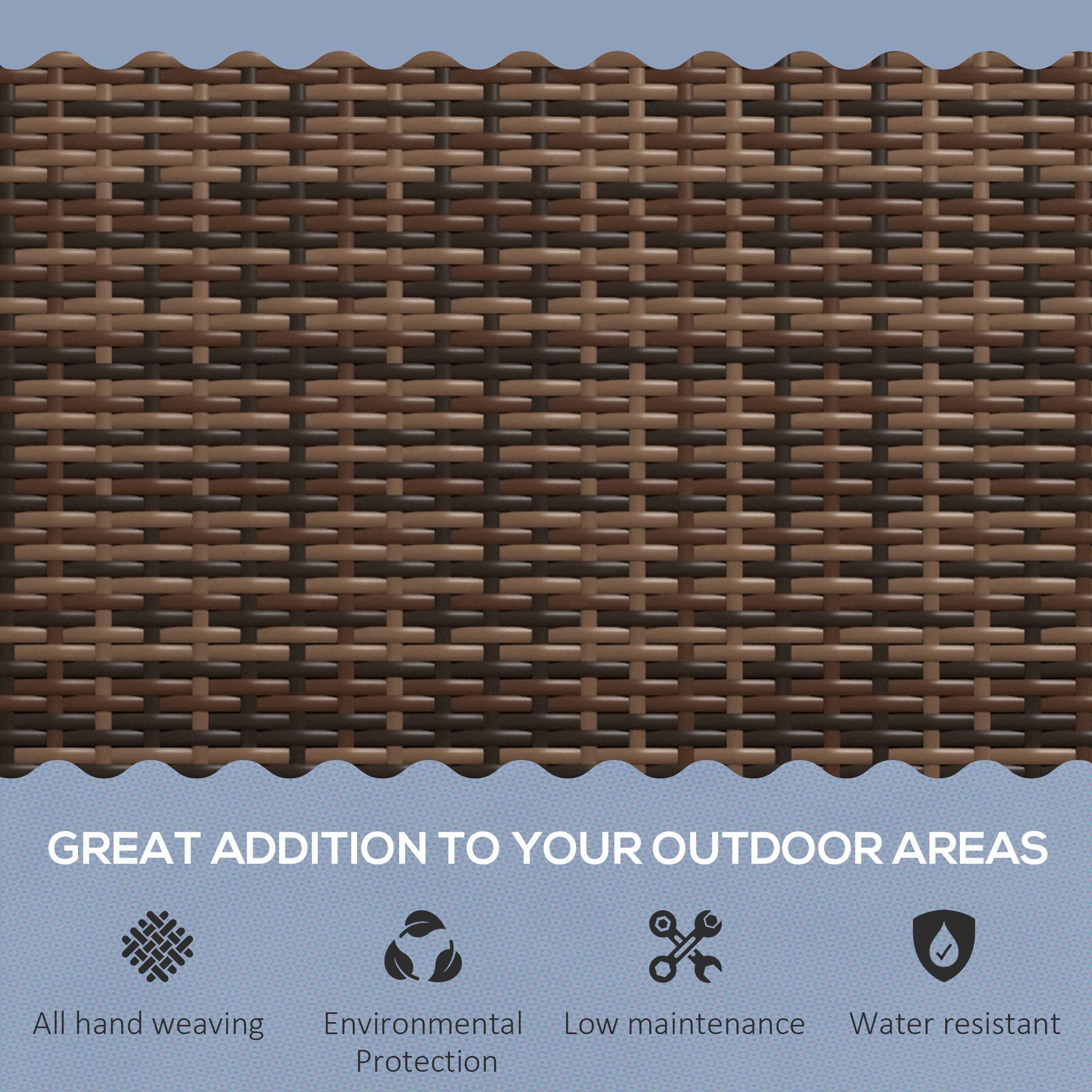 Brown woven wicker fence panel part of outsunny all weather poly rattan garden bench assembly required