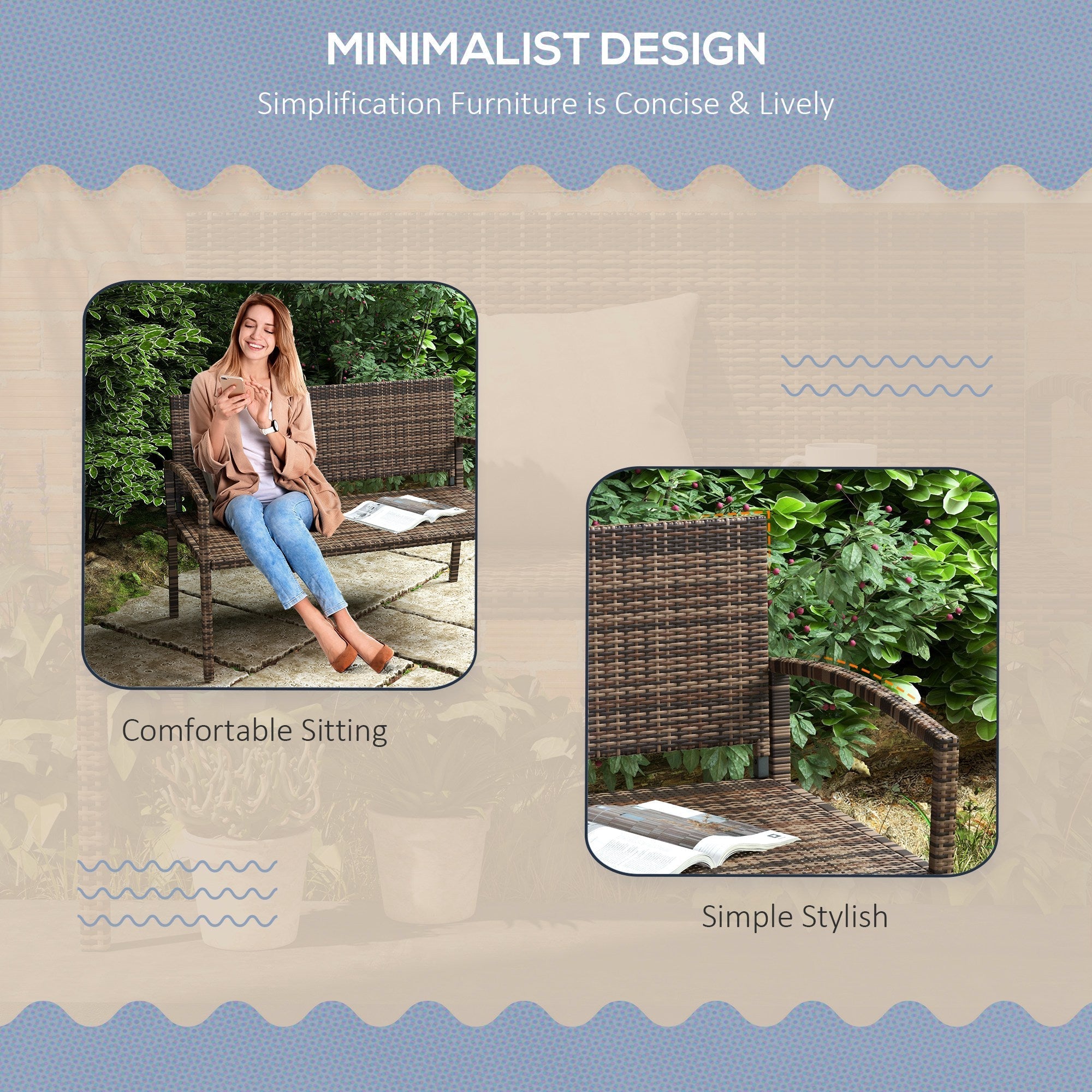 Brown woven wicker garden bench with armrests and minimalist design outsunny all weather poly rattan assembly required