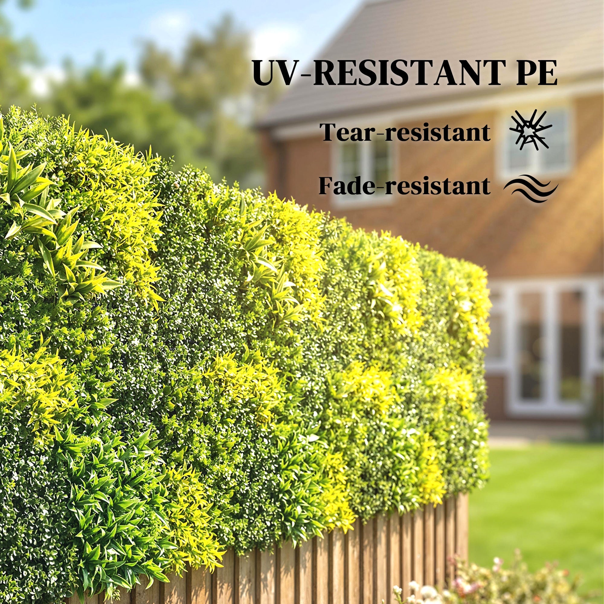 Outsunny artificial plant wall panel with uv-resistant pe hedge in deep green and bright yellow for vibrant decor