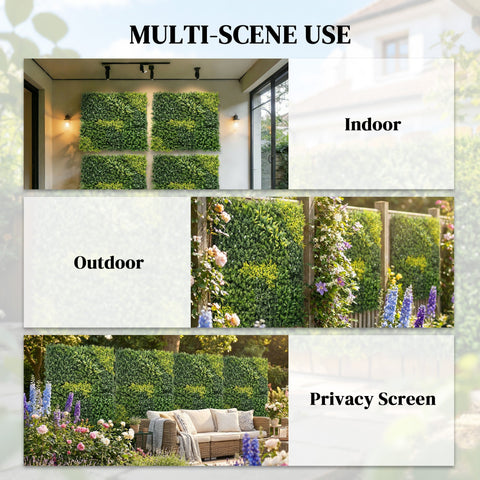 Green outsunny artificial plant wall panel 100x100 cm for indoor outdoor privacy screen use