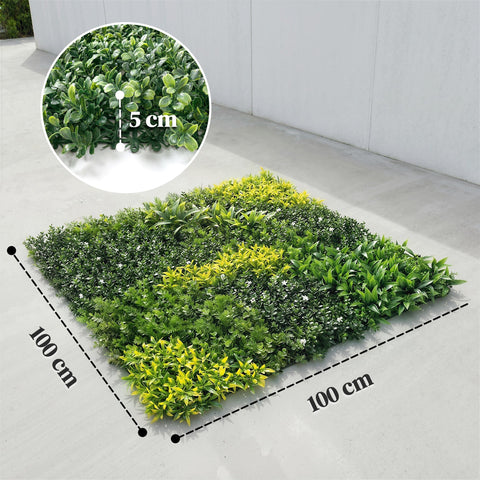 Outsunny artificial plant wall panel 100x100 cm with dense green and yellow leaves for a realistic plant wall backdrop