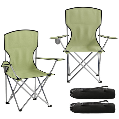 Outsunny camping chair set of 2 foldable olive green chairs with 600d oxford fabric and carry bag for outdoor use