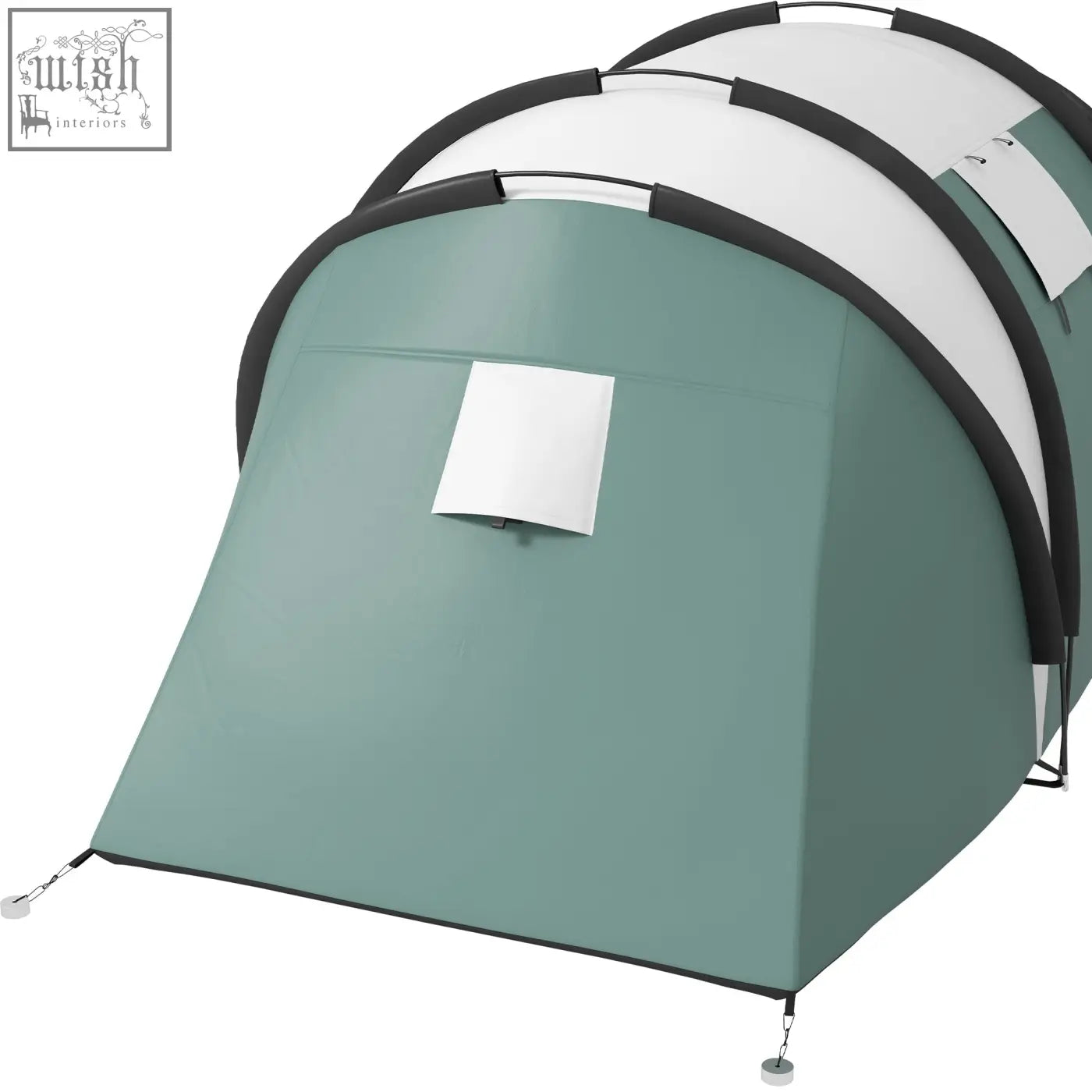 Dark green outsunny camping tent with 2 bedrooms and living area features easy transport carry bag and waterproof design