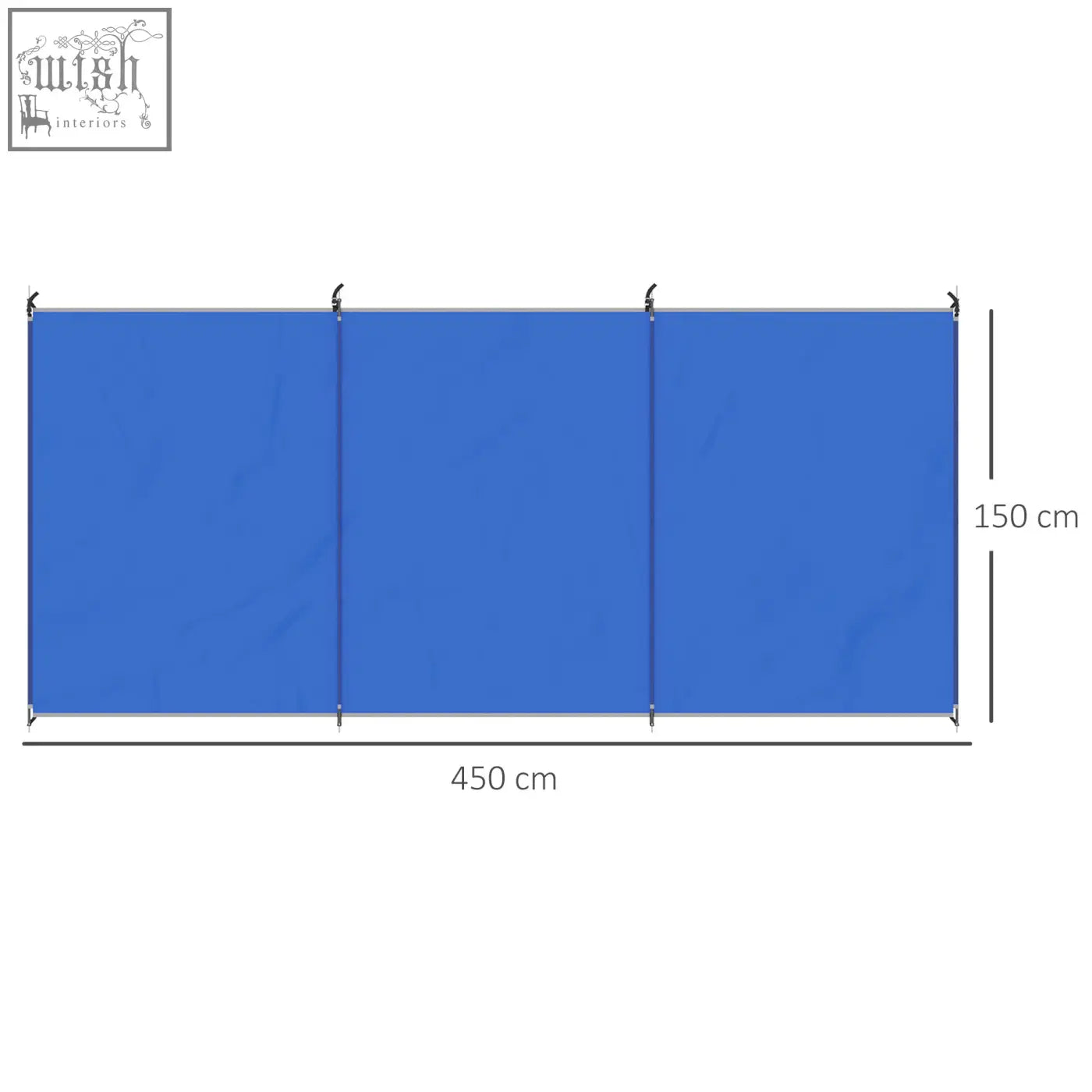 Blue outsunny camping windbreak with steel poles hold, foldable privacy screen 450x150cm, includes carry bag for easy transport