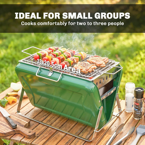 Green outsunny portable charcoal grill with stainless steel tilting grate and legs for camping picnic garden use