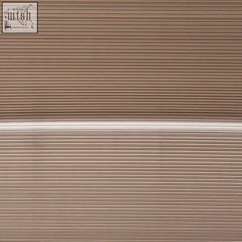 Brown ribbed vinyl roller shutter with horizontal white trim on outsunny door canopy with rigid plastic frame