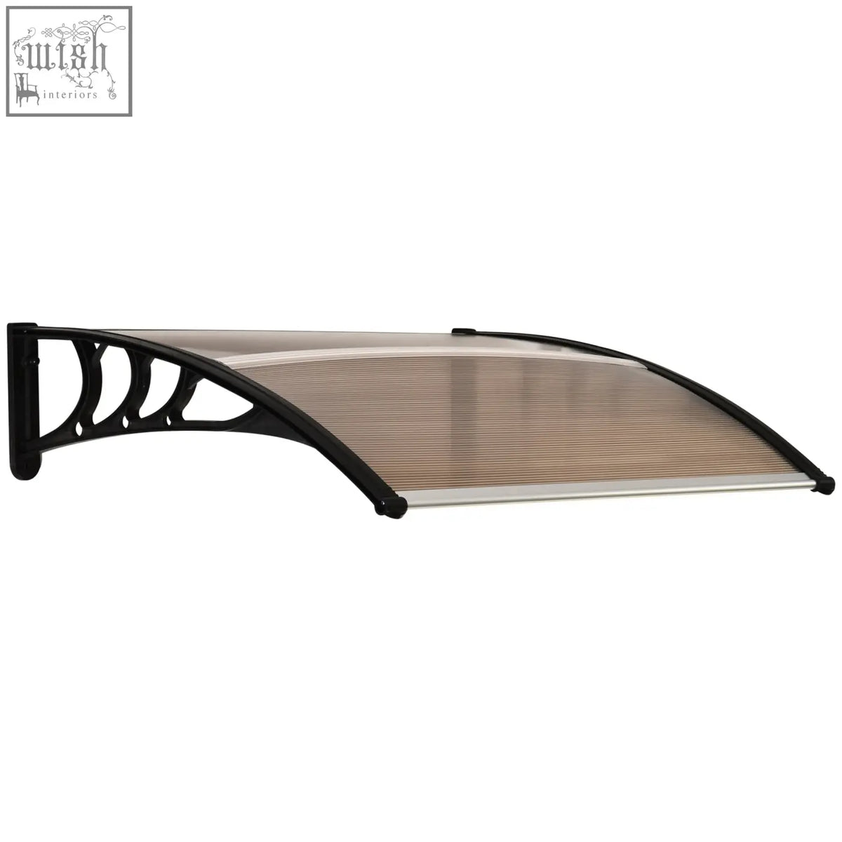 Black metal rigid plastic frame with translucent beige polycarbonate roof panel for outsunny door canopy