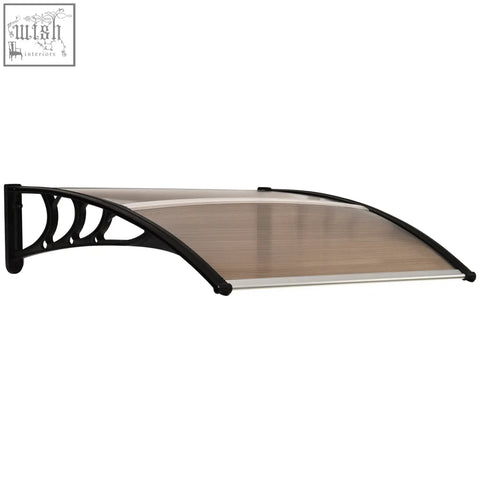 Black metal rigid plastic frame with translucent beige polycarbonate roof panel for outsunny door canopy