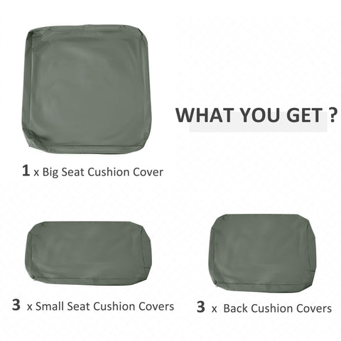 Olive green outdoor seat cushion cover set with zip fastening for garden rattan patio furniture by outsunny