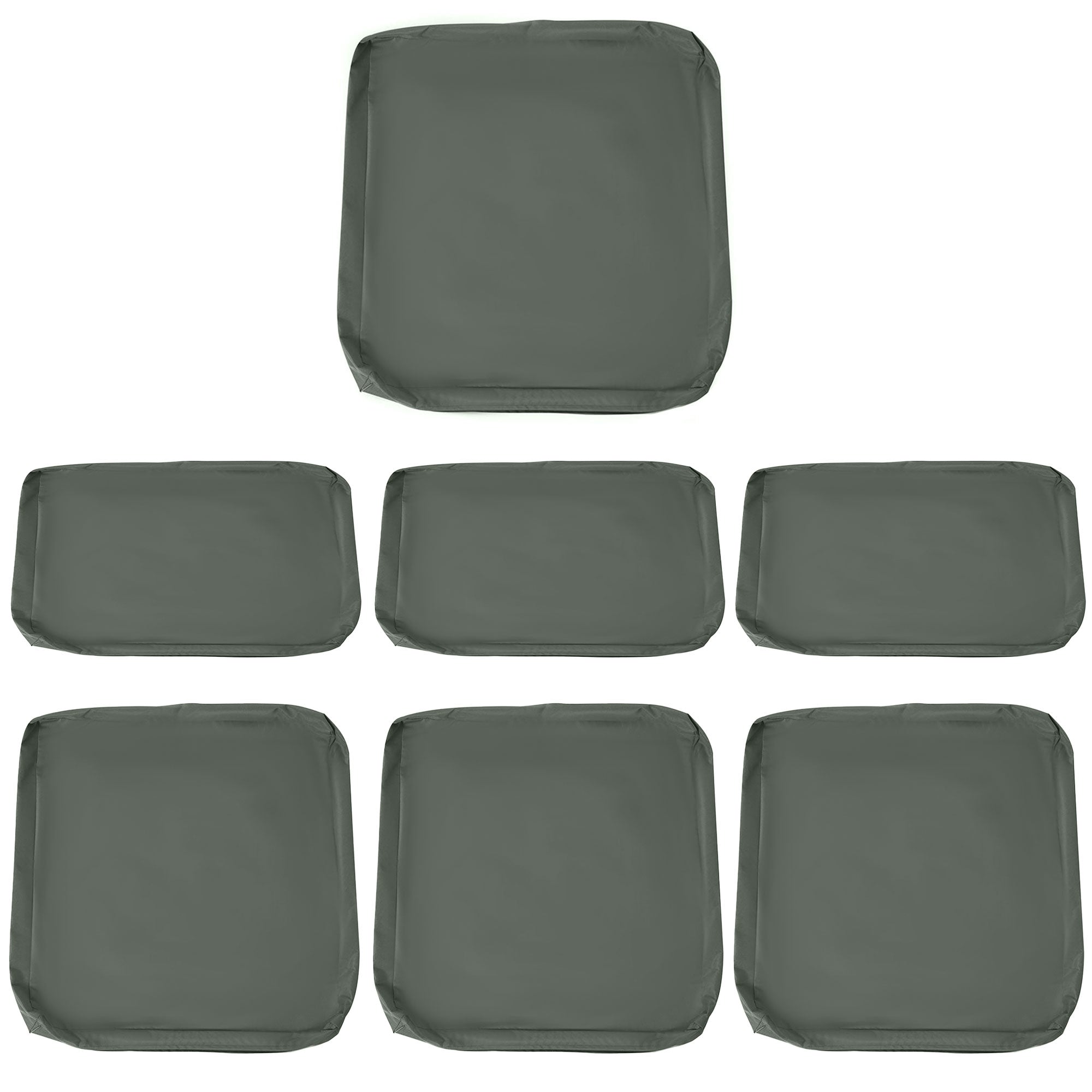 Set of eight dark gray outsunny cushion covers with zip fastening for outdoor garden rattan seat cushions