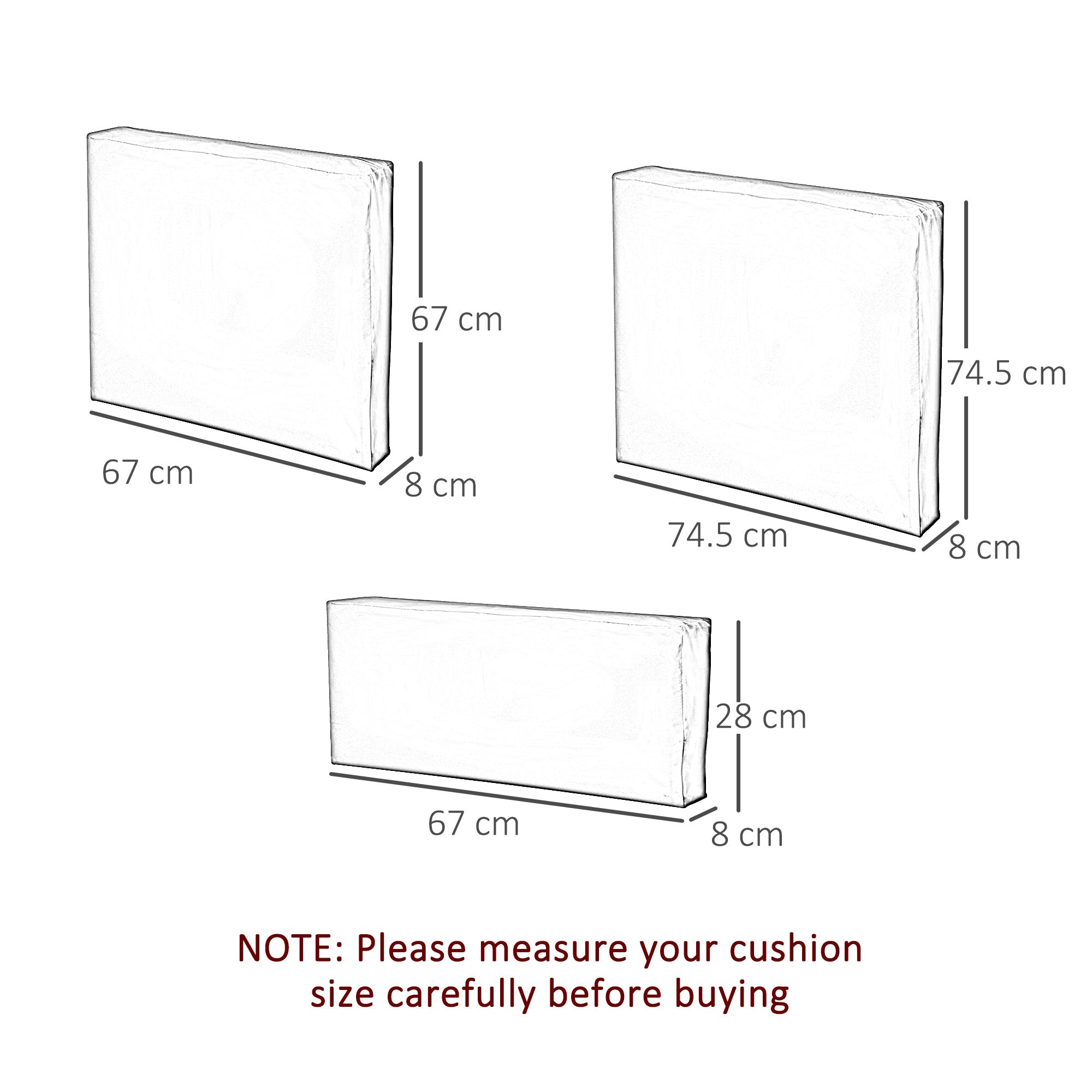 Rectangular Outsunny cushion cover replacement in beige with zip fastening for garden rattan patio seat cushion