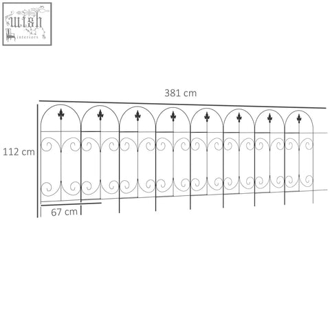 Black wrought iron Outsunny decorative garden fencing with powder coating and saxon spears border edging designs