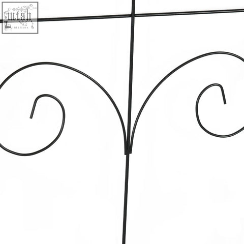 Black wrought iron garden trellis with powder coating and elegant scrollwork for saxon spears border edging