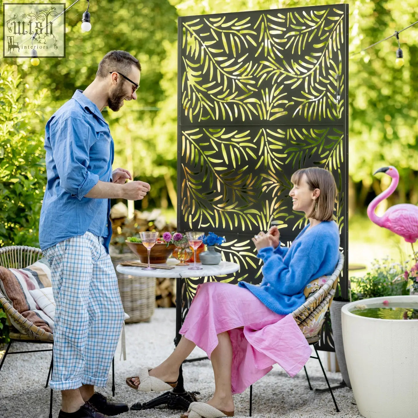 Black metal willow branch privacy screen with expansion screws freestanding outdoor divider for garden patio