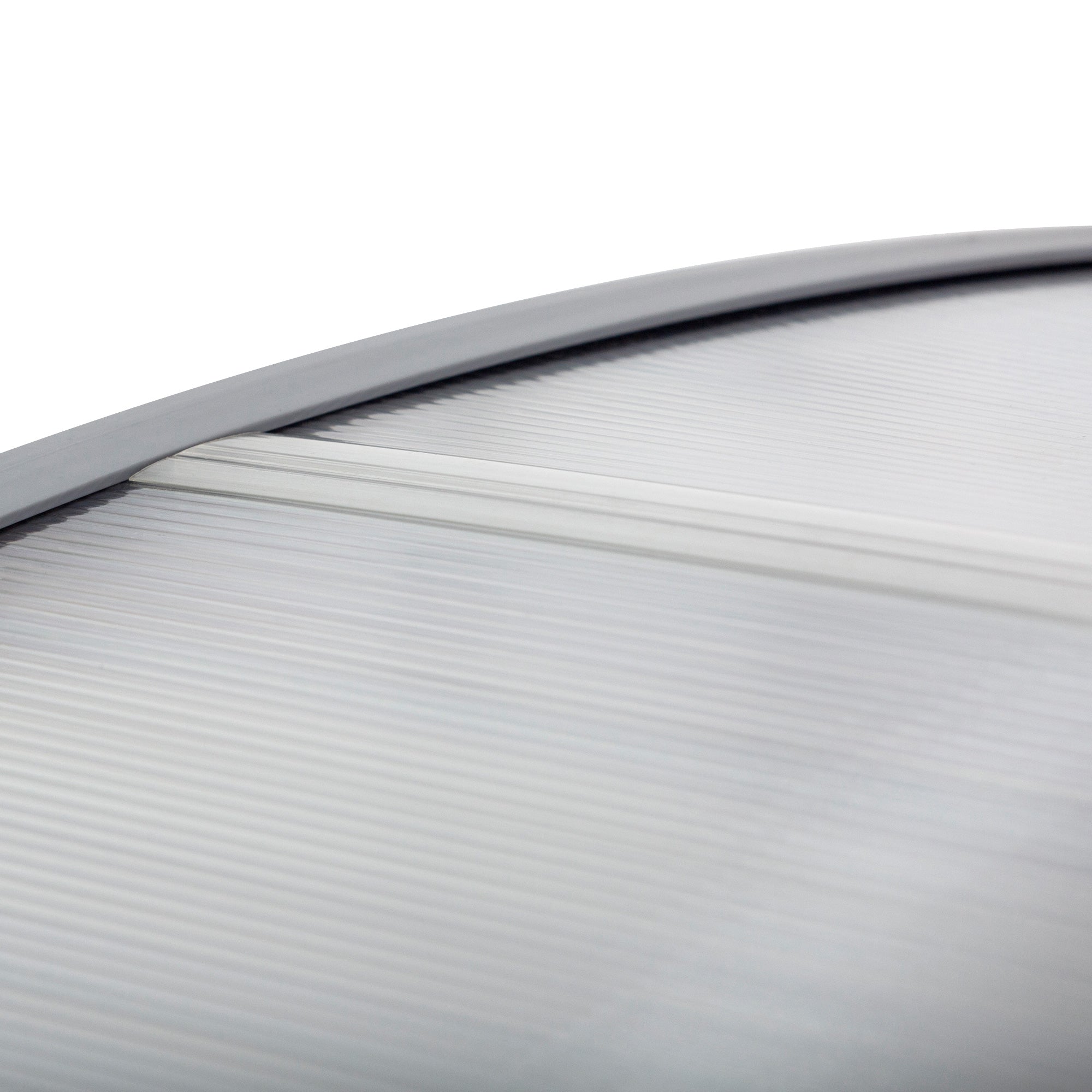Silver textured plastic roof panel with ribbed surface and curved edge for outsunny door canopy awning outdoor rain shelter