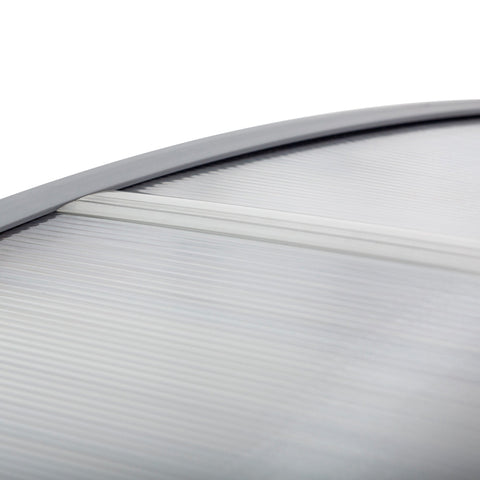 Silver textured plastic roof panel with ribbed surface and curved edge for outsunny door canopy awning outdoor rain shelter