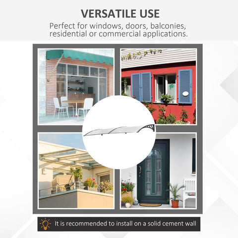 Clear curved outsunny door canopy awning with metallic frame and polycarbonate cover for outdoor light snow protection